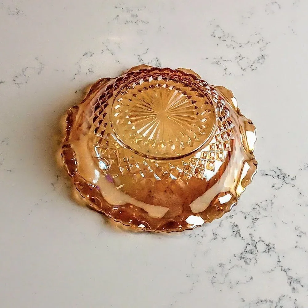 Jeannette Floragold Depression Glass Fluted Dish